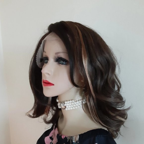 Brown wig lace front wig color 4 human hair mix main image 8